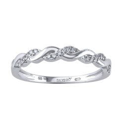 SILVEGO Diamantový zásnubní prsten Fay z bílého zlata s diamanty 0,10 ct - obvod 48 mm