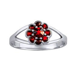 SILVEGO Stříbrný prsten s pravým granátem MARGUERITE - obvod 63 mm