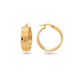 Třířadé zlaté náušnice kruhy 2,5cm IZ30693
