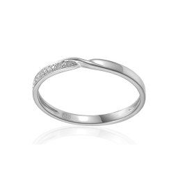 Něžný diamantový prsten z bílého zlata, 14K IZBR640A
