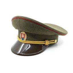 Brigadýrka důstojnická SK zlatý odznak, kšilt plast, červená linka ZELENÁ vel. 53