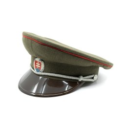 Brigadýrka SK stříbrný odznak, kšilt plast, červená linka ZELENÁ vel. 52