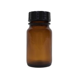 Lahvička skleněná HNĚDÁ 60 ml s plastovým černým víčkem