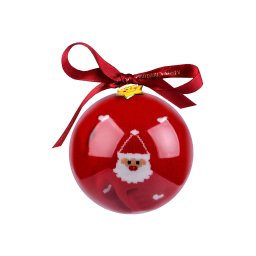 Dámské / dívčí vánoční bavlněné ponožky v dárkové kouli s přívěskem, barva 1 červená Santa