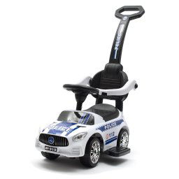 Dětské odrážedlo se zvukem a vodící tyčí Baby Mix POLICE bílé (POŠKOZENÝ OBAL)