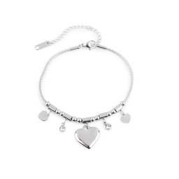 Náramek z nerezové oceli srdce, barva stříbrná