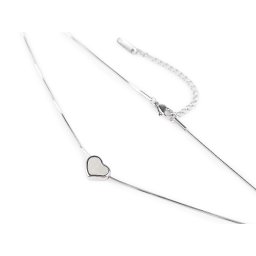 Náhrdelník z nerezové oceli srdce s perletí, barva 1 platina