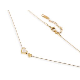 Náhrdelník z nerezové oceli srdce s perletí, barva 3 zlatá