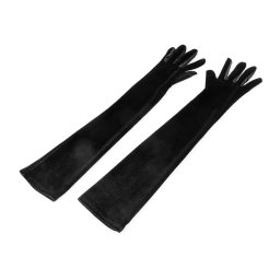 Dlouhé společenské rukavice sametové, barva černá