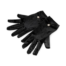 Společenské rukavice sametové s perlou, barva černá