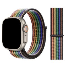 Provlékací sportovní řemínek NYLON Apple Watch Ultra 3/2/1 49mm - Pride Black