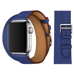 Kožený řemínek Double Tour pro Apple Watch Ultra 1/2/3 (49mm) - Královsky modrý