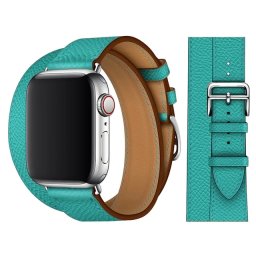 Kožený řemínek Double Tour pro Apple Watch Ultra 1/2/3 (49mm) - Tyrkysový