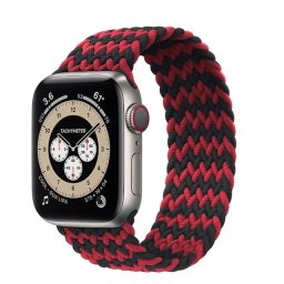 Pletený navlékací řemínek pro Apple Watch Ultra 1/2/3 49mm - červený/černý (L)