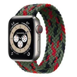 Pletený navlékací řemínek pro Apple Watch Ultra 1/2/3 49mm - zelený/černý/červený (L)