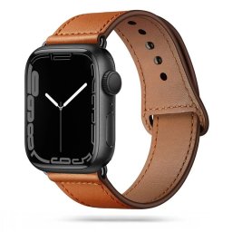 Kožený řemínek Tech-Protect LeatherFit Apple Watch Series 11/10 (46mm) - Hnědý