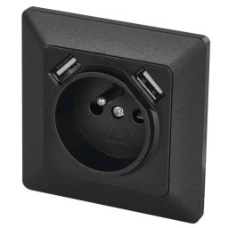 EMOS Zásuvka s USB 2,1 A max., antracit A6000.2