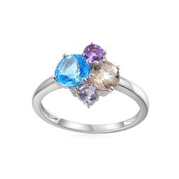 Prsten z bílého zlata s drahými kameny a diamanty 0.010 ct Maita IZBR604A