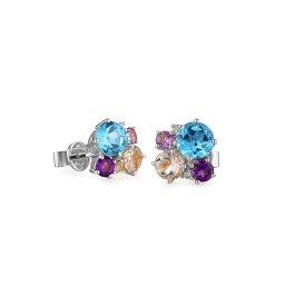 Náušnice z bílého zlata s drahými kameny a diamanty 0.020 ct Maita IZBR604AN