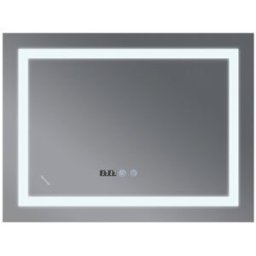 MIXXUS Zrcadlo s LED osvětlením, protizamlžovací funkcí, regulací jasu a hodinkami, MR02-80×80 WARM