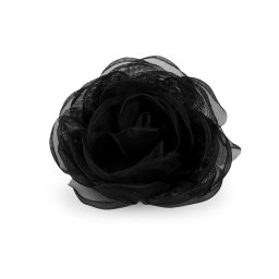 Brož organzový květ Ø8 cm, barva 6 černá