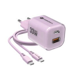 Nabíječka Forcell F-Energy GaN3 VT-41 33W USB-A USB-C PD QC4.0 + USB-C kabel - fialová