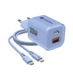 Nabíječka Forcell F-Energy GaN3 VT-41 33W USB-A USB-C PD QC4.0 + USB-C kabel - modrá
