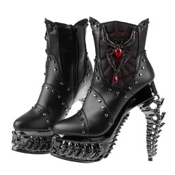 boty dámské HADES x ALCHEMY GOTHIC - Black Widow - Red - HDS007