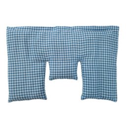 Krční polštářek s třešňovými peckami, modrý se světle modrými kostkami, 40 x 25 cm
