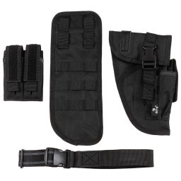 MFH pouzdro stehenní Tactical na pistol a zásobníky pravé ČERNÉ