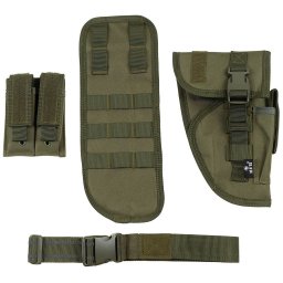 MFH pouzdro stehenní Tactical na pistol a zásobníky pravé ZELENÉ