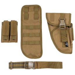 MFH pouzdro stehenní Tactical na pistol a zásobníky pravé COYOTE