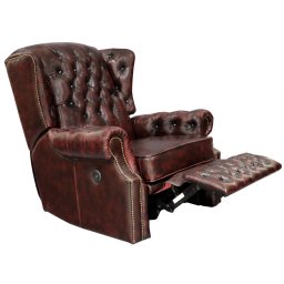 indickynabytek.cz - Elektrické polohovací křeslo Chesterfield Stunning z pravé hovězí kůže New Red