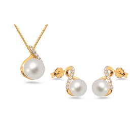 Zlatá perlová souprava se zirkony Zarah IZ12168S