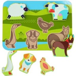 Lucy & Leo 226 Zvířátka na farmě - dřevěné vkládací puzzle 7 dílů