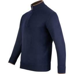 Svetr ASHCOMBE se zipem jehněčí vlna NAVY BLUE vel. 3XL