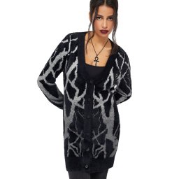 svetr dámský (cardigan) KILLSTAR - Forest - Black/Grey - KSRA013900