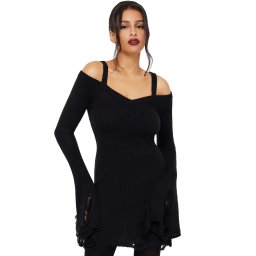 šaty dámské s dlouhým rukávem KILLSTAR - Night Widow - Black - KSRA013916