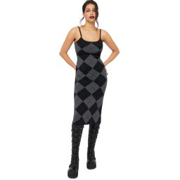 šaty dámské KILLSTAR - Twilight Argyle - Black/Grey - KSRA013931