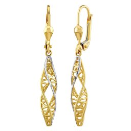 Silvego Zlaté visací náušnice spirály Goldie broušené - PRG0062EGYW