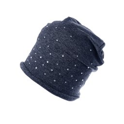 Bavlněná čepice s kamínky dámská, barva 3 modrá jeans