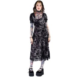 šaty dámské JAWBREAKER - Flocked Skull - Grey - DRA 10230