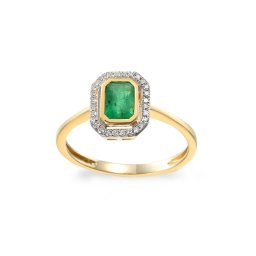 Zlatý smaragdový prsten s brilianty 0,140 ct IZBR086PY