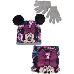 Sun City Disney Minnie - souprava čepice, nákrčník a rukavice, šedá, 54