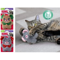 Kong vánoční myš se šantou kočičí 10 cm - hračka pro kočky
