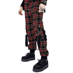 kalhoty dámské JAWBREAKER - Tartan Cargo - Red - TRA 5131