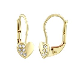 Silvego Zlaté náušnice srdce s Brilliance Zirconia - SILVEGO70585Y