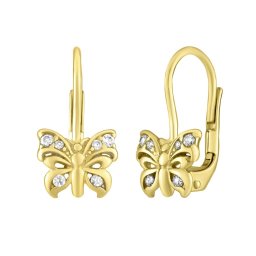 Silvego Zlaté náušnice motýlci se Swarovski® Zirconia - SILVEGO70503F