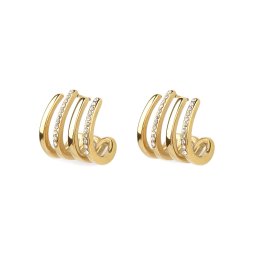 Náušnice z nerezové oceli s broušenými kamínky, barva 2 zlatá