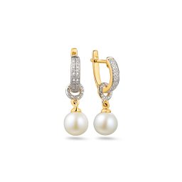 Briliantové náušnice s přírodní perlou Cali, kombinované zlato 14K IZBR1501